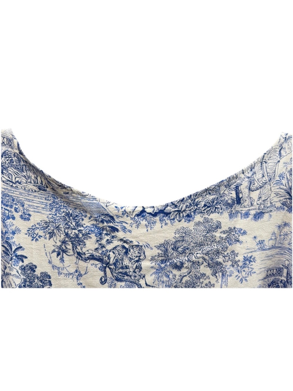 H&M Blue and Cream Toile Print Mini Tunic Linen Blend Dress no size tag 42” Bust - Picture 7 of 9